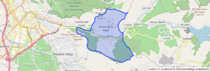 Mapa de ubicacion de Cenes de la Vega.