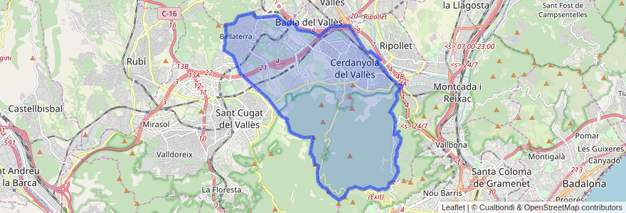 Mapa de ubicacion de Cerdanyola del Vallès.