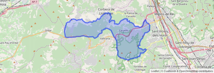 Mapa de ubicacion de Cervelló.