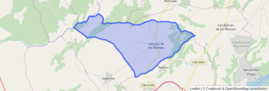 Mapa de ubicacion de Cervera de los Montes.