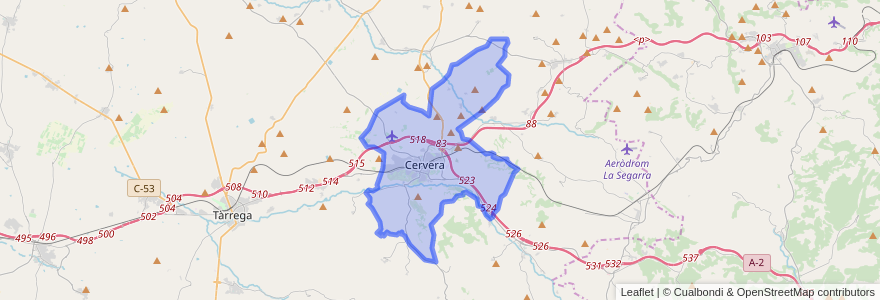 Mapa de ubicacion de Cervera.