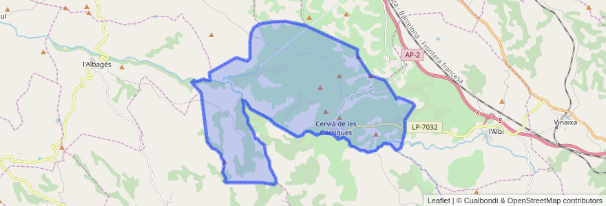 Mapa de ubicacion de Cervià de les Garrigues.