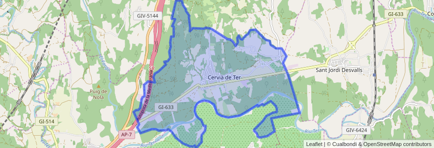 Mapa de ubicacion de Cervià de Ter.