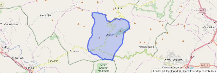 Mapa de ubicacion de Chóvar.