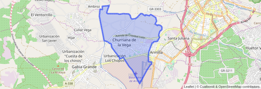 Mapa de ubicacion de Churriana de la Vega.