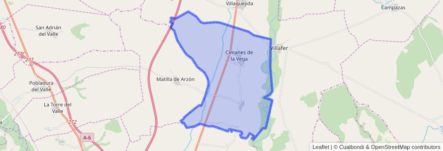 Mapa de ubicacion de Cimanes de la Vega.