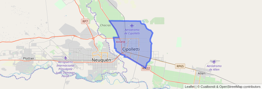 Mapa de ubicacion de Cipolletti.
