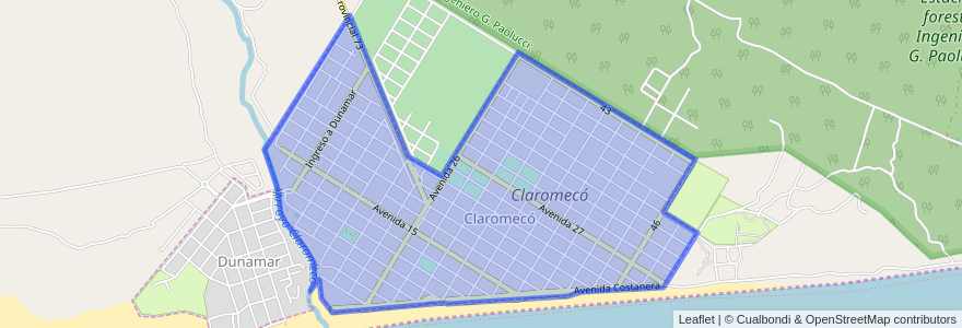 Mapa de ubicacion de Claromecó.