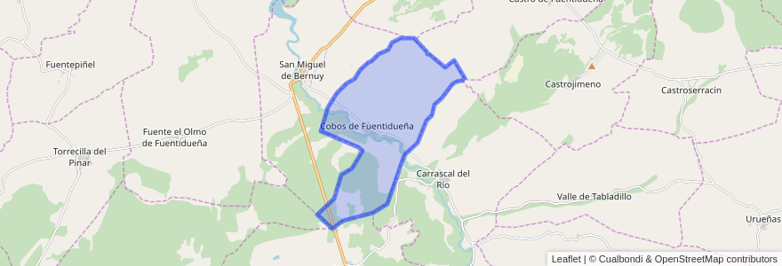 Mapa de ubicacion de Cobos de Fuentidueña.