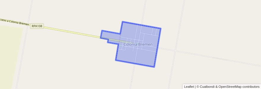 Mapa de ubicacion de Colonia Bremen.