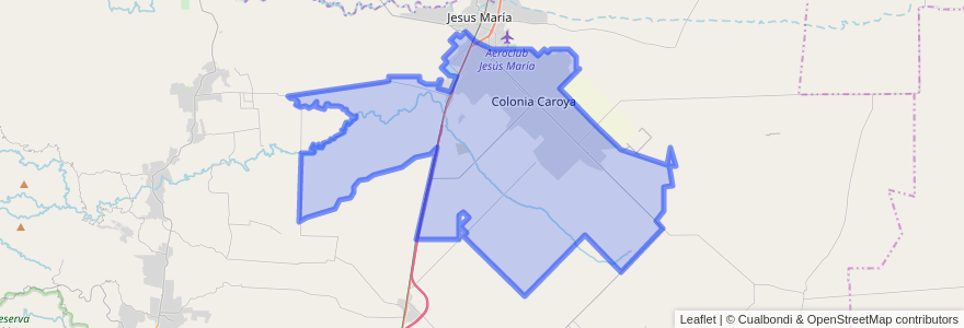 Mapa de ubicacion de Colonia Caroya.