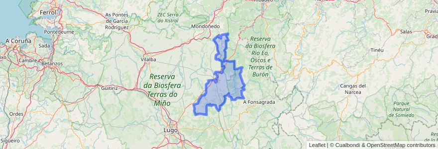 Mapa de ubicacion de Meira.