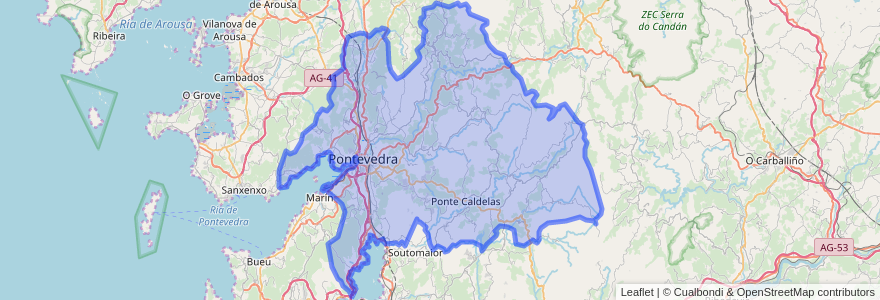 Mapa de ubicacion de Pontevedra.