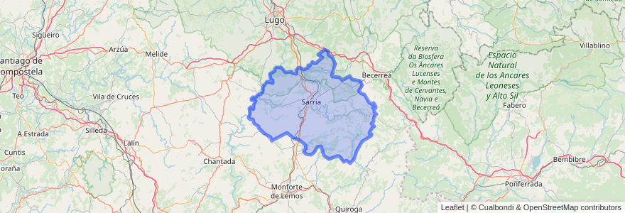 Mapa de ubicacion de Sarria.