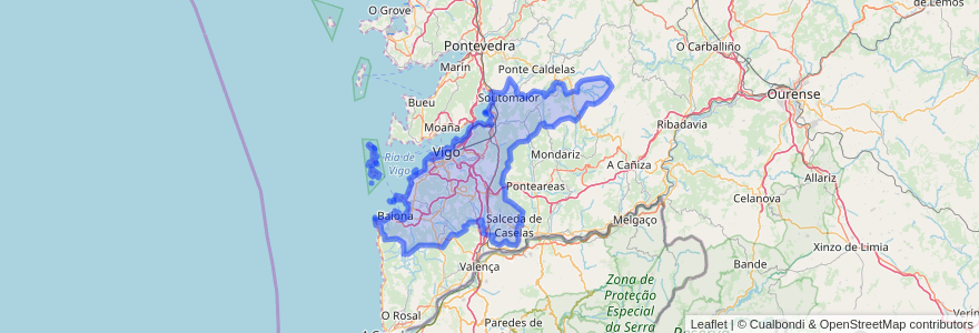 Mapa de ubicacion de Vigo.