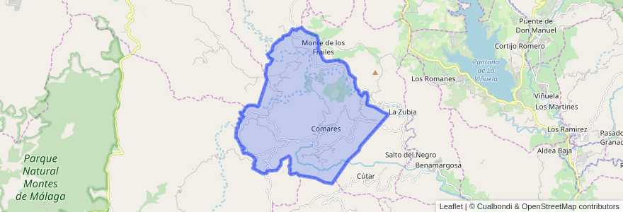 Mapa de ubicacion de Comares.