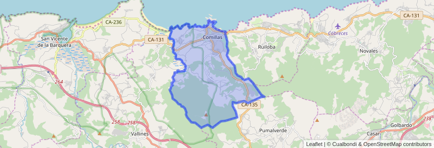 Mapa de ubicacion de Comillas.