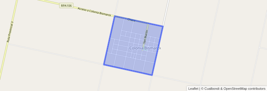 Mapa de ubicacion de Comuna de Colonia Bismarck.