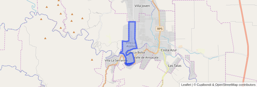 Mapa de ubicacion de Comuna de Villa Los Aromos.