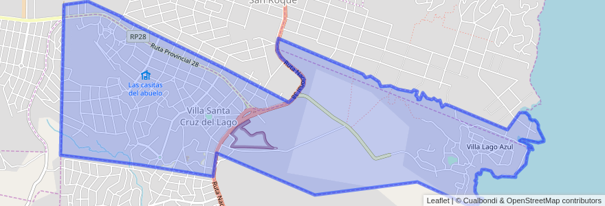 Mapa de ubicacion de Comuna de Villa Santa Cruz del Lago.