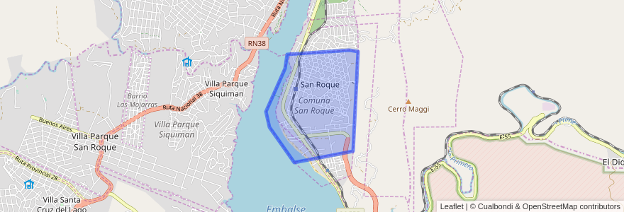 Mapa de ubicacion de Comuna San Roque.