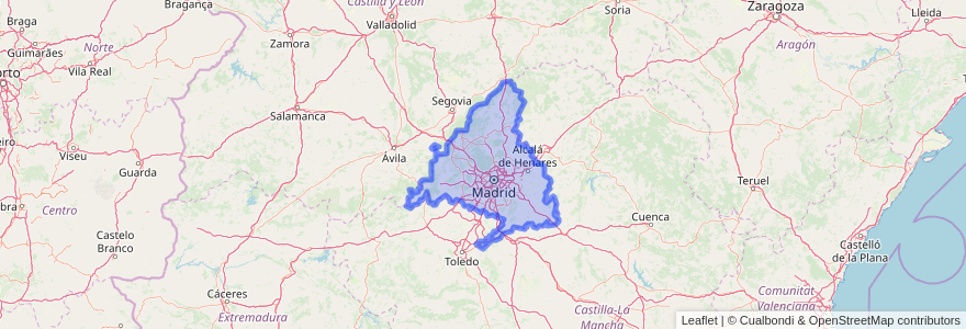 Mapa de ubicacion de Comunidad de Madrid.