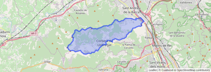 Mapa de ubicacion de Corbera de Llobregat.