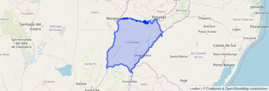 Mapa de ubicacion de Corrientes.