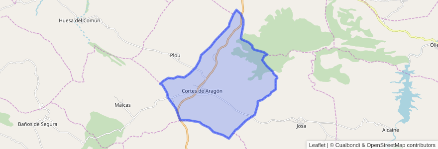 Mapa de ubicacion de Cortes de Aragón.