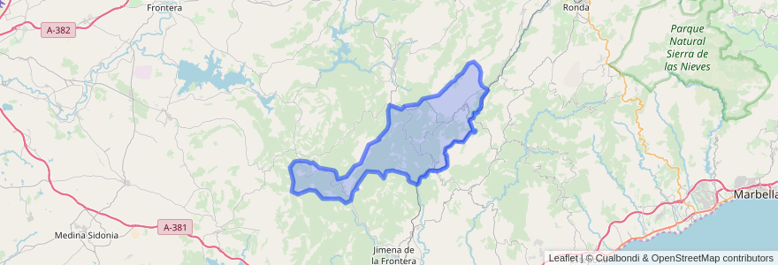 Mapa de ubicacion de Cortes de la Frontera.