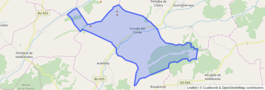 Mapa de ubicacion de Coruña del Conde.