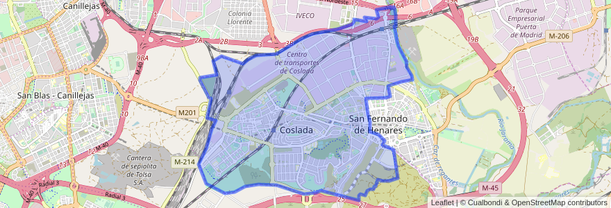 Mapa de ubicacion de Coslada.