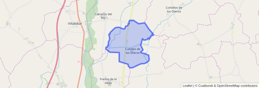 Mapa de ubicacion de Cubillas de los Oteros.