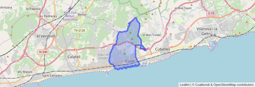 Mapa de ubicacion de Cunit.