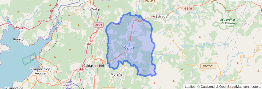 Mapa de ubicacion de Cuntis.