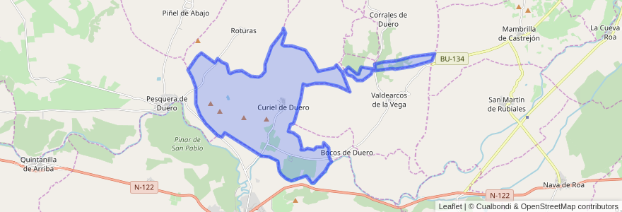 Mapa de ubicacion de Curiel de Duero.