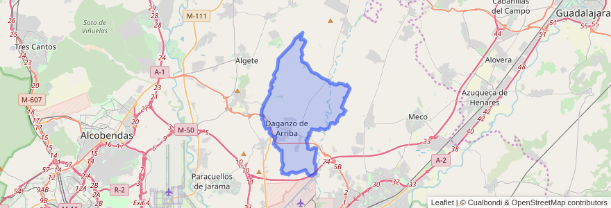 Mapa de ubicacion de Daganzo de Arriba.