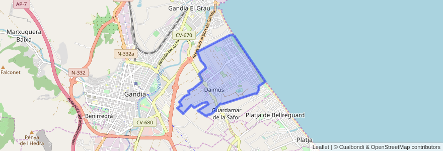 Mapa de ubicacion de Daimús.