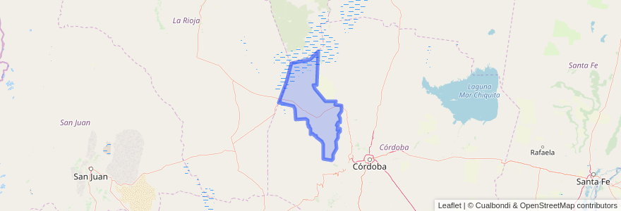 Mapa de ubicacion de Departamento Cruz del Eje.