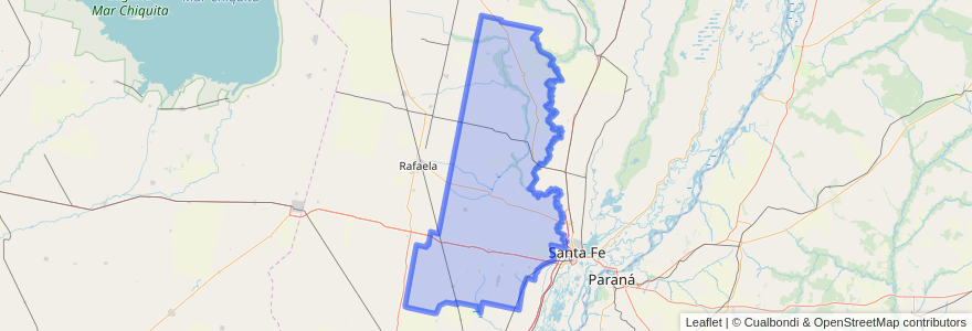 Mapa de ubicacion de Departamento Las Colonias.