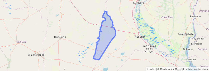 Mapa de ubicacion de Departamento Marcos Juárez.