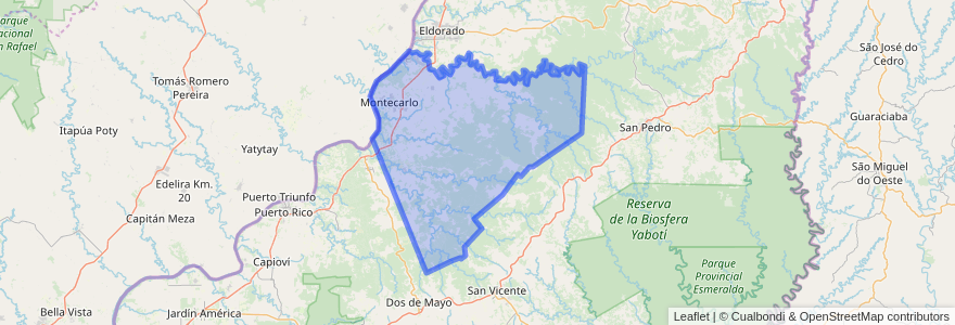 Mapa de ubicacion de Departamento Montecarlo.