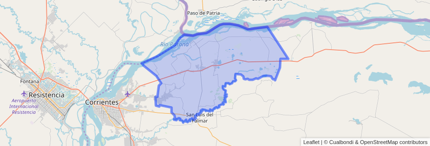 Mapa de ubicacion de Departamento San Cosme.