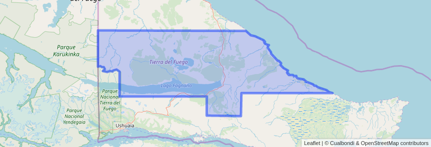 Mapa de ubicacion de Departamento Tolhuin.