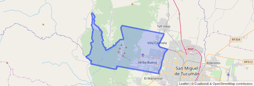 Mapa de ubicacion de Departamento Yerba Buena.