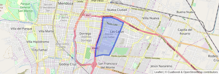 Mapa de ubicacion de Distrito Las Cañas.