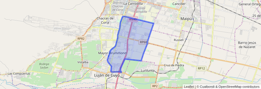 Mapa de ubicacion de Distrito Mayor Drummond.