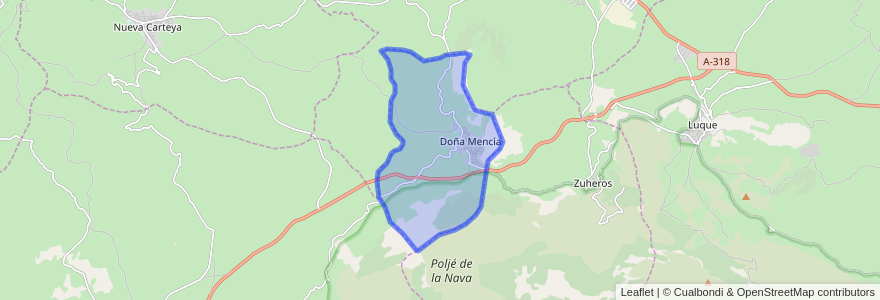 Mapa de ubicacion de Doña Mencía.