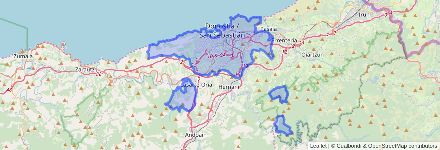 Mapa de ubicacion de Donostia/San Sebastián.