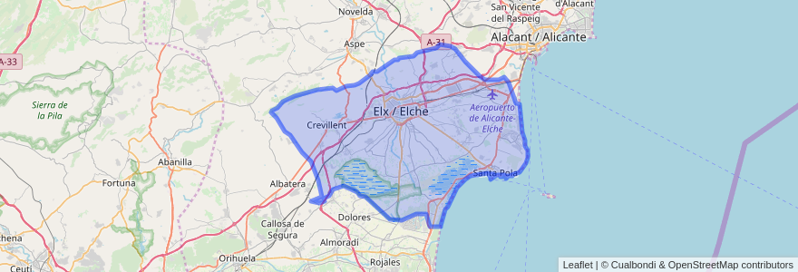 Mapa de ubicacion de el Baix Vinalopó.